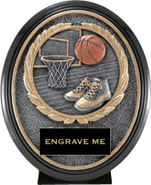 Basketball Oval Wreath Resin Trophy [6 x 5 inch]