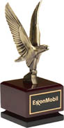 Antique bronze eagle on hardwood base