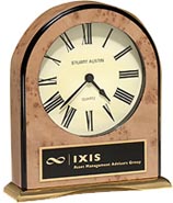 8.25 x 9.5 inch Large Table Top Clock with Burl-Finish Case