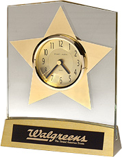 5.75 x 7.75 inch Gold Star Clock with Acrylic Upright