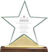 Jade Acrylic Star on Walnut Piano-Finished Base [8.625 x 9.25 inch]