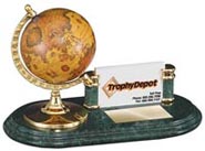 Marble & Rosewood Business Card Display w/ Globe