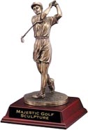 Golf Elegant Majestic Gold Resin Trophy - Female [13 inch]