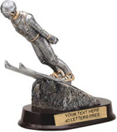 Ski Jump Pewter Finish Resin Trophy