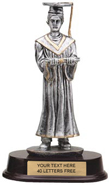 Graduate Pewter Finish Resin Trophy - Male [9.5 inch]