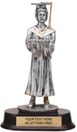 Graduate Pewter Finish Resin Trophy - Female [9.5 inch]