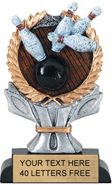 Bowling Wreath Framed Color Resin Trophy [6 inch]