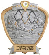 Billiards Sport Legend Shield Resin Trophy - Male [7.5 x 8.5 inch]