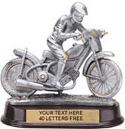 Motorcycle Dirt Bike Racing Pewter Finish Resin Trophy