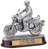 Motorcycle Touring Pewter Finish Resin Trophy