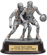 Basketball Double Pewter Finish Resin Trophy [6.5 inch]