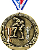 2 inch Wrestling Tri-Tone Medal