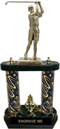 Golf 2-Post Trophy with XL Antiques Gold Tone Female Figure
