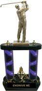 Golf 2-Post Trophy with XL Antiques Gold Tone Male Figure
