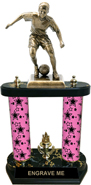 Soccer Antique Gold Tone Figure Two-Post Trophy - Female [15 inch] XL