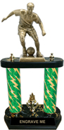 Soccer Antique Gold Tone Figure Two-Post Trophy - Male [15 inch] XL