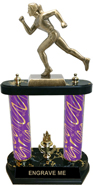 Track 2-Post Trophy with XL Antiques Gold Tone Female Figure