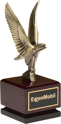 Antique bronze eagle on hardwood base