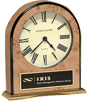 Large Table Top Clock with Burl-Finish Case [8.25  x 9.5 inch]