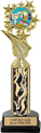 Color Insert Trophy w/ Column on Marble Tone Base