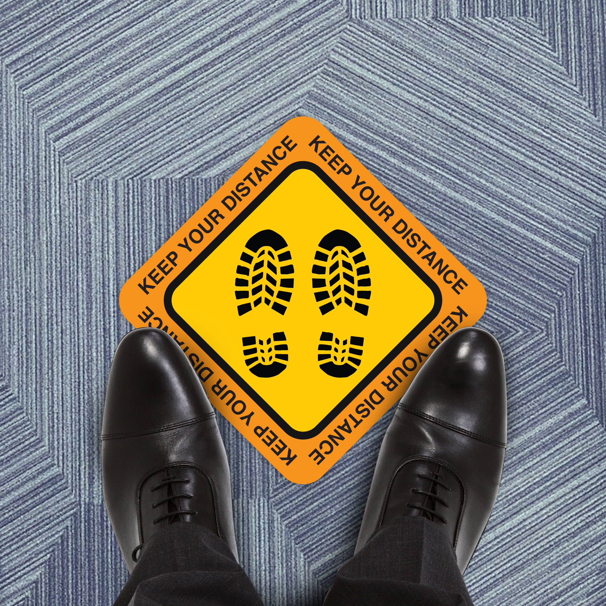Keep Your Distance Hazard Floor Decal - 23 inch