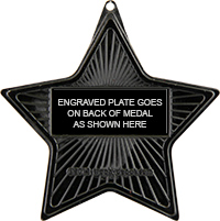 Blue Sparkle Star-Shaped Black Nickel Finish Insert Medal