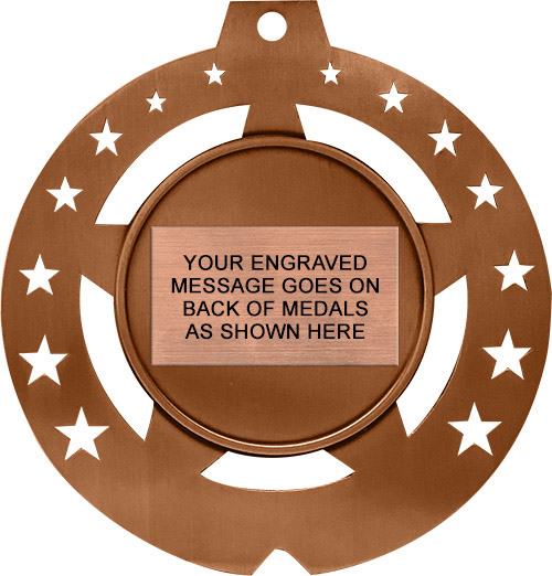 Custom Jumbo Star Round Insert Medal- Bronze