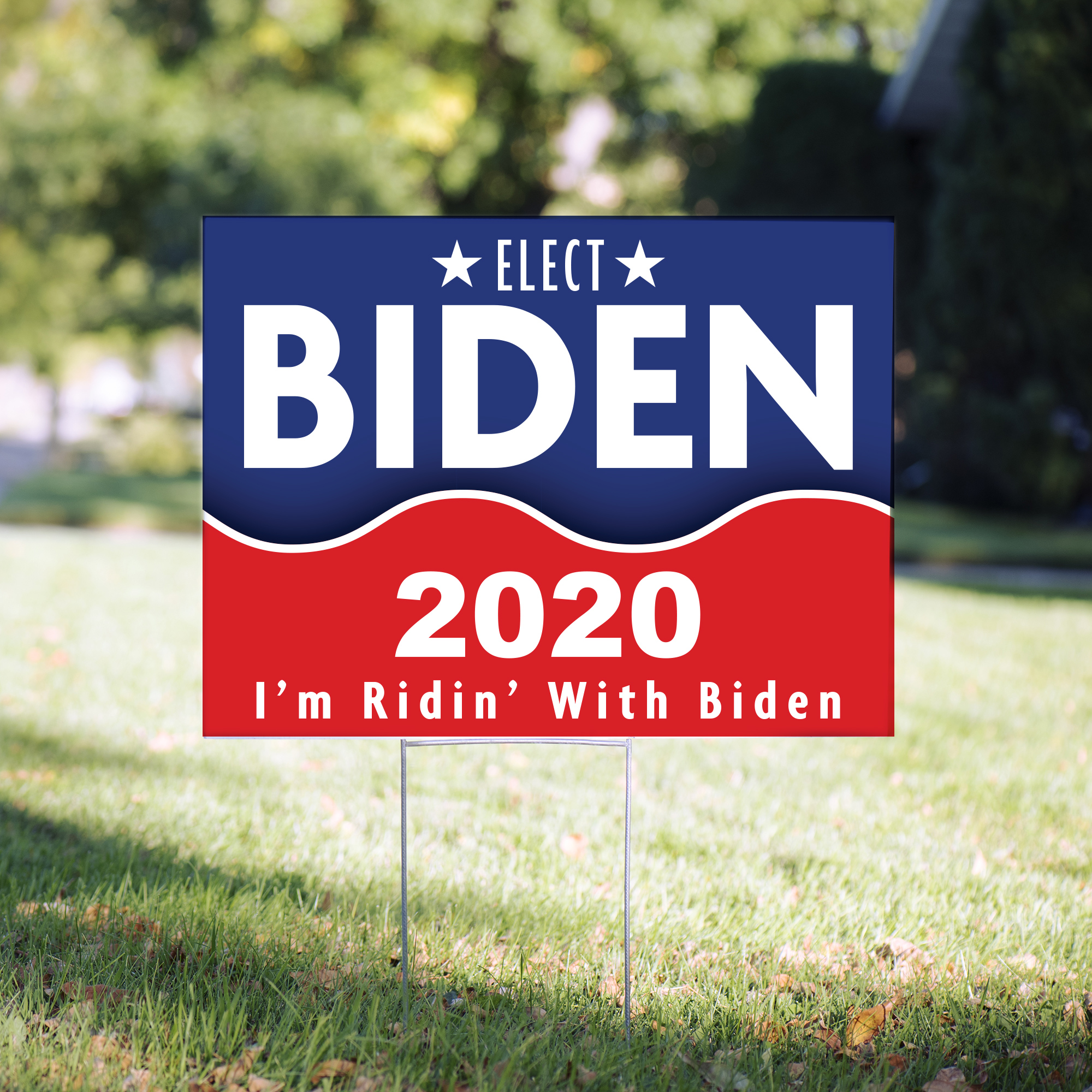 Biden Ridin' with Wave 2020 Political Yard Sign - 24 x 18 inch