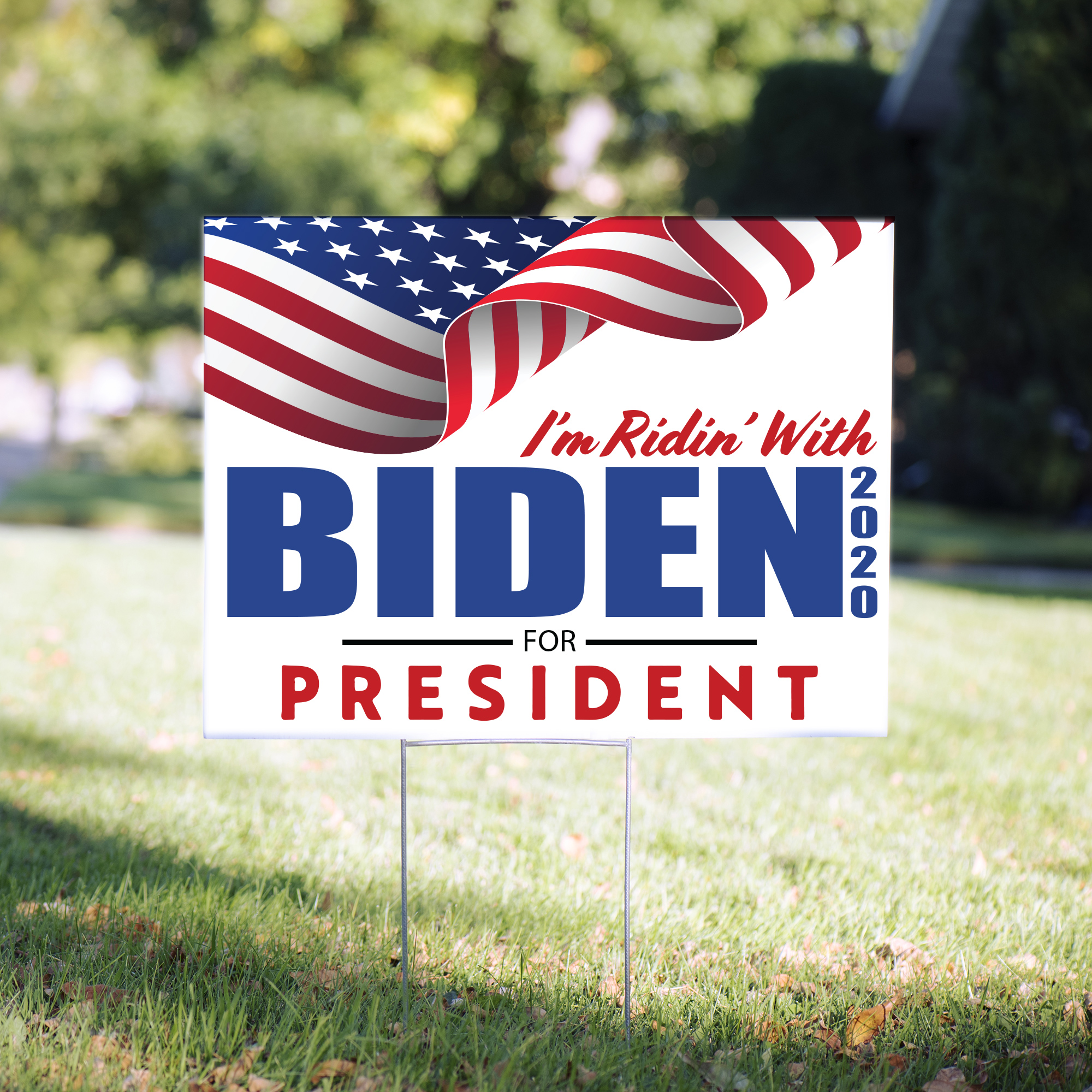 Biden Wavy Flag 2020 Political Yard Sign - 24 x 18 inch