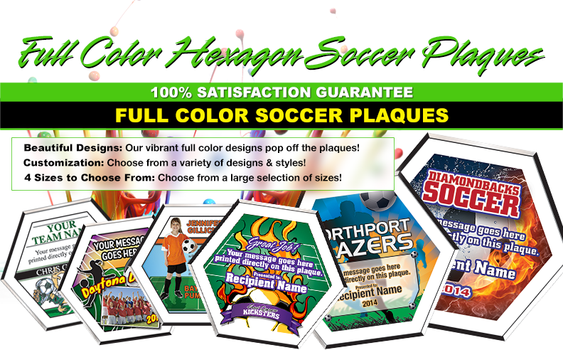 Full Color Hexagon Soccer Plaques