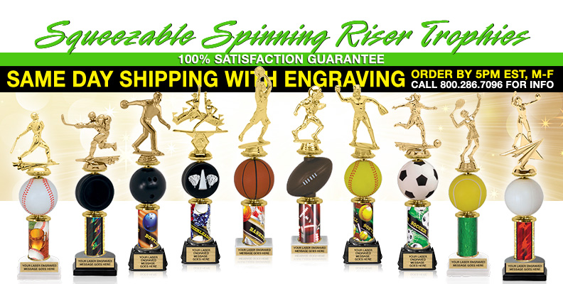 Squeezable Spinning Riser Trophies