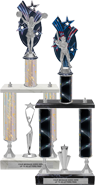 Triple Star Backdrop Silver Two-Post Trophies