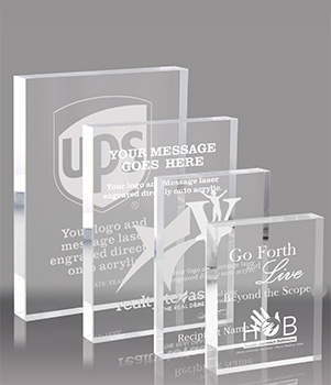 1 inch Thick Vertical Clear Acrylic Blocks- Engraved
