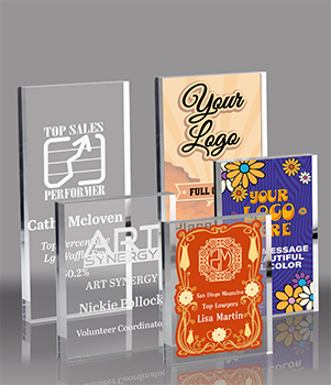 3/4 inch Thick Vertical Clear Acrylic Blocks - Engraved or Color