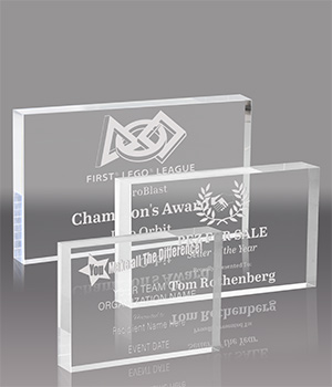 3/4 inch Thick Horizontal Clear Acrylic Blocks - Engraved