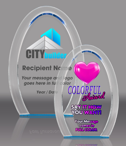 Acrylic Blue Oval Halo Awards- Color