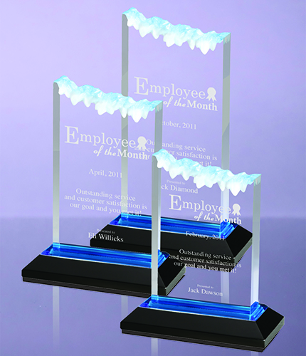 Acrylic Frosted Awards with Reflective Bottom - Blue