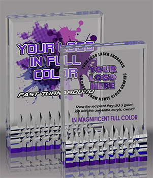 Custom Reflective Base Acrylic Awards (Purple)