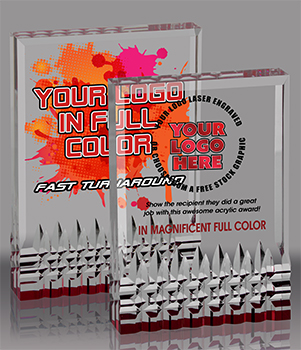 Custom Reflective Base Acrylic Awards (Red)