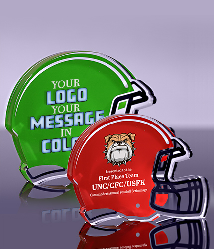Football Helmet Acrylic Awards - Color