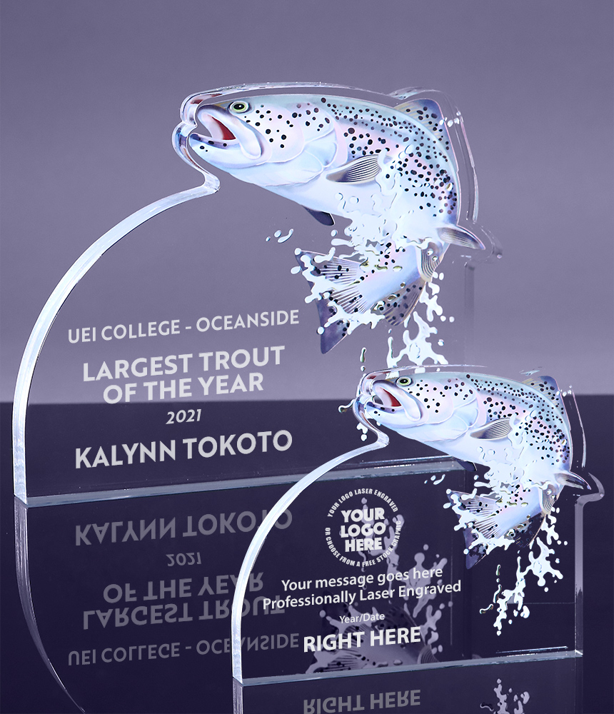 Acrylic Fish Award Budget Trophies FREE LUXURY ENGRAVING * FISHING TROPHY 