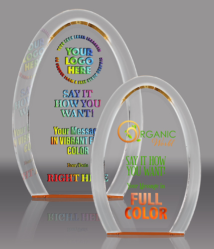Acrylic Gold Oval Halo Awards - Color