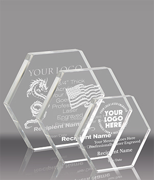 Acrylic Hexagon Awards- Engraved