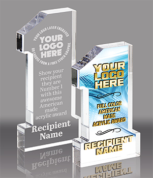Number 1 Acrylic Awards - Engraved or Color