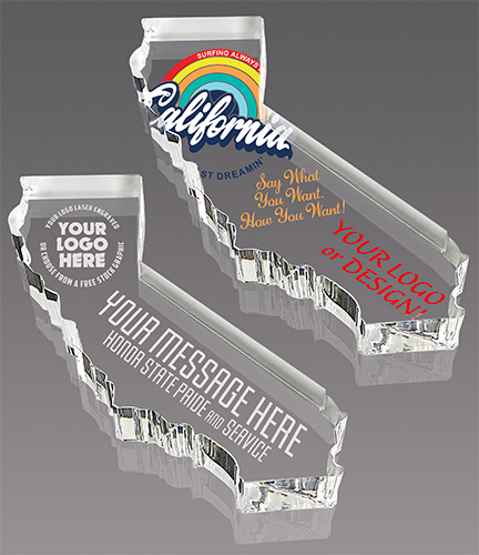 State of California Shaped Acrylic Paperweights