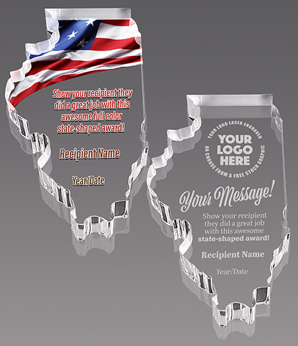 State of Illinois Shaped Acrylic Paperweights