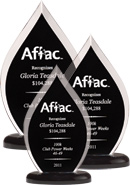 Flame Series Clear Acrylic Awards with Black Silk Screened Back