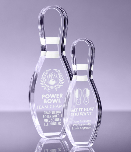 1 inch Thick Bowling Pin Acrylic Awards - Engraved