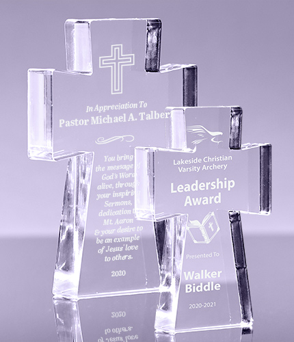 1 inch Thick Acrylic Crosses - Engraved