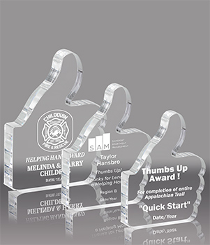 Thumbs Up Clear Acrylic Awards - Engraved